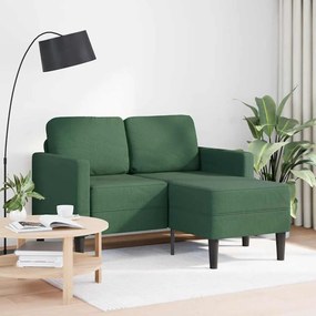 4107081 vidaXL Двуместен диван с шезлонг в L-образна форма тъмно зелена 125 cm лен