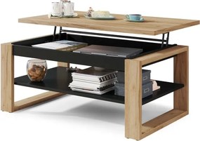 НУО Дъб Крафт злато/Черен мат -МОДЕРНА ХОЛНА МАСА С ПОВДИГАЩ СЕ ПЛОТ