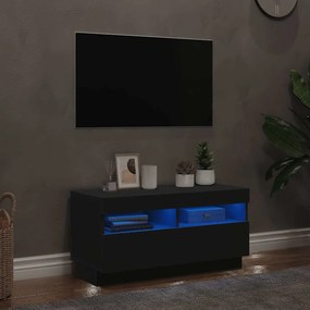 804446 vidaXL ТВ шкаф с LED осветление, черен, 80x35x40 см