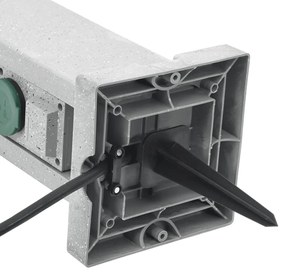 Външен контакт с шип 4-посочен каменна визия сив 16x16x29,5 см