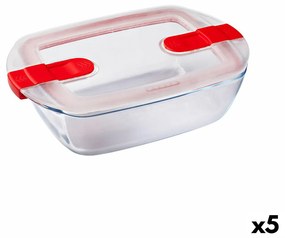 Херметическа Кутия за Обяд Pyrex Cook&amp;heat 1,1 L 24 x 15,5 x 7 cm Прозрачен Cтъкло (5 броя)