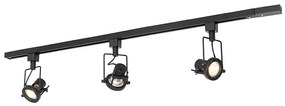Индустриална релсова система с 3 прожектора 1-фазен черен - Suplux