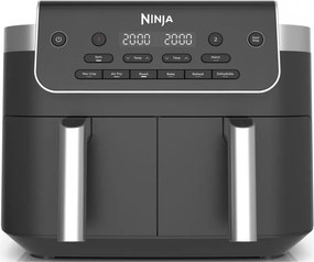 Двоен фритюрник с горещ въздух Ninja Foodi Dual Zone DZ801EU, 2470W, Независими зони за готвене, 7.6 л, 6 програми, 40-240C, Max Crisp, Sync, Сив/Инокс