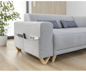 Светлосив разтегателен/с място за съхранение ъглов диван (десен ъгъл/L форма) Classy Sophie – Miuform