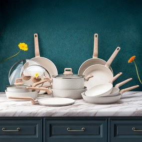 Тенджера Voltz Nice OV54418E20, 20x9.5 см, 2.9 л, Мраморно покритие, Индукция, Кремав меланж