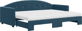 3197317 vidaXL Канапе с изтеглящо легло и матраци синьо 80x200 см кадифе