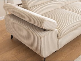 Бежов ъглов диван от рипсено кадифе (десен ъгъл L форма) Marbeya – Ropez