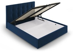 Тъмносиньо кадифено двойно легло , 180 x 200 cm Nerin - Mazzini Beds