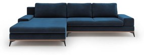 Кралско син ъглов разтегателен диван с кадифена тапицерия , ляв ъгъл Astre - Windsor &amp; Co Sofas