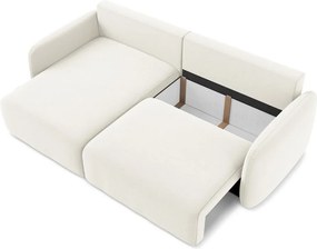 Кремав кадифен сгъваем/с място за съхранение ъглов диван (ляв ъгъл) Kalena – Makamii