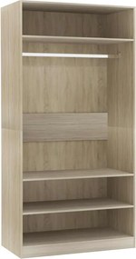 800228 vidaXL Гардероб, дъб сонома, 100x50x200 см, инженерно дърво