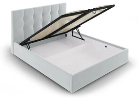 Светлосиво кадифено двойно легло , 180 x 200 cm Nerin - Mazzini Beds