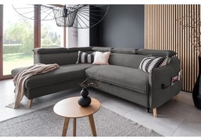 Тъмносив ъглов разтегателен диван от кадифе (ляв ъгъл) Sweet Harmony - Miuform