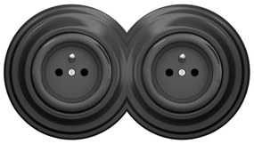 Kliklap - Двойна ретро розетка с рамка 230V антрацит