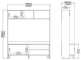 TV комплект от дъбов декор в бял и естествен цвят 159x181x48 cm Ikast – Tvilum