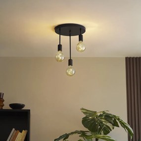 Модерна таванна лампа черна 3-светлина - Facil