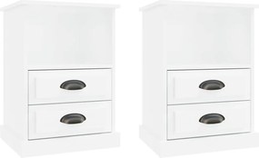 816333 vidaXL Нощни шкафчета, 2 бр, бял гланц, 43x36x60 см