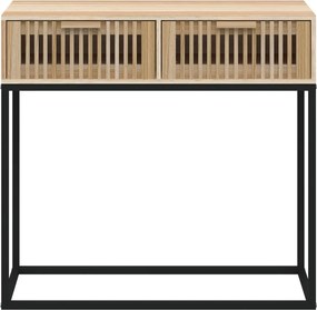 Конзолна маса, 80x30x75 см, инженерно дърво и желязо