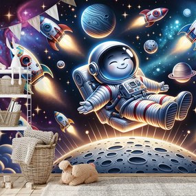 Самозалепващ фототапет – Весел астронавт сред ракети