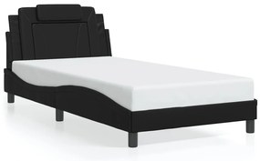3208075 vidaXL Рамка за легло Viana без матрак, черна, 100x200 см, изкуствена кожа