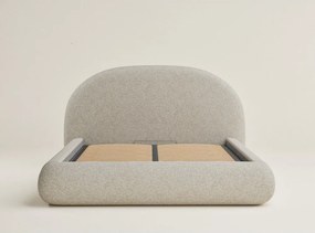 Бежово двойно легло 140x200 cm тапицирано с място за съхранение с включена подматрачна рамка Maumere – Maison de Rêve