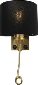 Интелигентна стенна лампа златиста с USB и черен абажур с WiFi A60 - Brescia