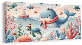 Картина на платно – Кит и костенурка в океана