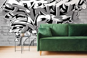 Тапет – Сив надпис Street Art със спрейове