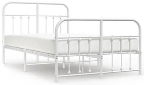 352643 vidaXL Метална рамка за легло с горна и долна табла, бяла, 120x200 см