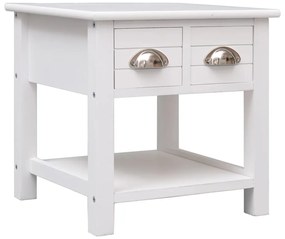 284068 vidaXL Странична маса, бяла, 40x40x40 см, дърво от пауловния