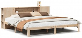 3322523 vidaXL Легло с етажерка за книги, без матрак, 200x200 см, бор масив
