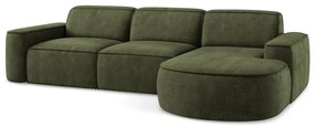 Зелен шенилов ъглов диван (десен ъгъл) Omao – Makamii