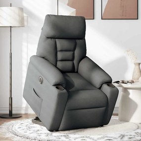 3303053 vidaXL Електрически изправящ реклайнер стол, тъмносив, текстил