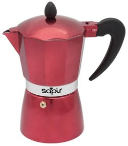Кубинска кафеварка SAPIR SP 1173 с предпазен клапан, класически дизайн и качество - 6 чаши / Червен