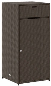 365560 vidaXL Градински шкаф за съхранение, кафяв, 55x55x111 см, полиратан