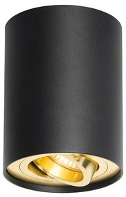 Таванен прожектор черен със злато въртящ се и наклонен - Rondoo up