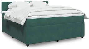 3290109 vidaXL Боксспринг легло с матрак, тъмнозелено, 180x200 см, кадифе