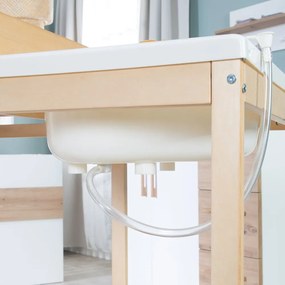 Маса за повиване от декор от бреза в бял и естествен цвят Baby Pool – Roba