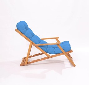 Градински шезлонг от масивно дърво в син и естествен цвят – Floriane Garden