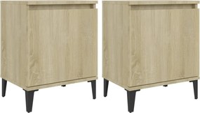 805840 vidaXL Нощни шкафчета с метални крака, сонома дъб, 40x30х50 см
