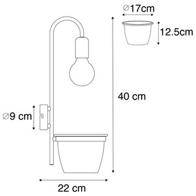 Модерна стенна лампа черен със стъкло - Roslini