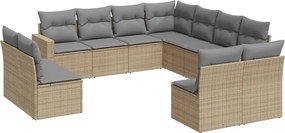 3251466 vidaXL Градински диван с възглавници, 11 части, бежов полиратан