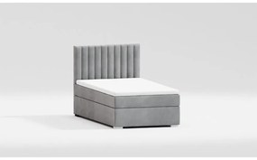 Светлосиво единично тапицирано легло с място за съхранение с включена подматрачна рамка 90x200 cm Bunny – Ropez