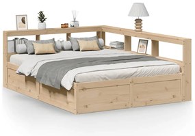 3324457 vidaXL Легло с етажерка за книги, без матрак, 150x200 см, бор масив