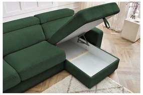 Тъмнозелен разтегателен ъглов диван от рипсено кадифе (променлив) Monaco – Bobochic Paris