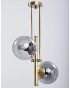 Сиво-златисто осветително тяло за таван със стъклен абажур ø 15 cm Libra – Squid Lighting