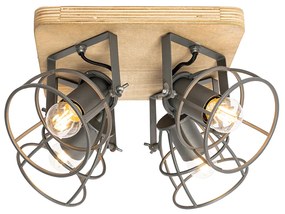 Индустриален прожектор дърво с тъмно сив регулируем 4-светлина - Arthur