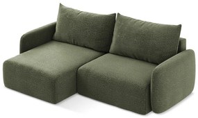 Зелен разтегателен ъглов диван с място за съхранение (ляв ъгъл) Kalena – Makamii