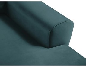 Кадифен разтегателен ъглов диван с място за съхранение в петролен цвят (десен ъгъл) Kyoto – Cosmopolitan Design