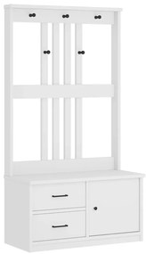 4010495 vidaXL L Дърво за антре SANDNES бяло 87x40x159,5 cm